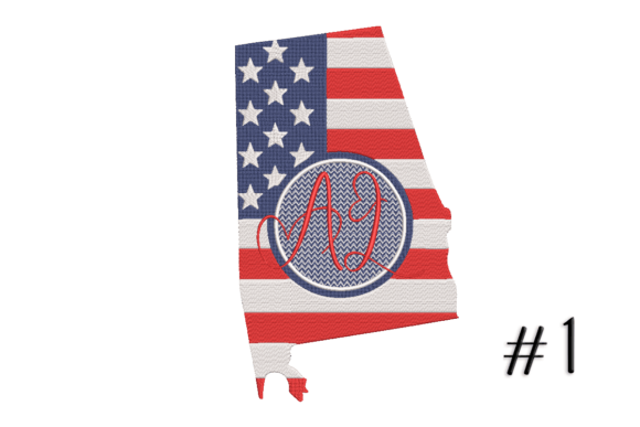 Alabama July 4th Embroidery Design