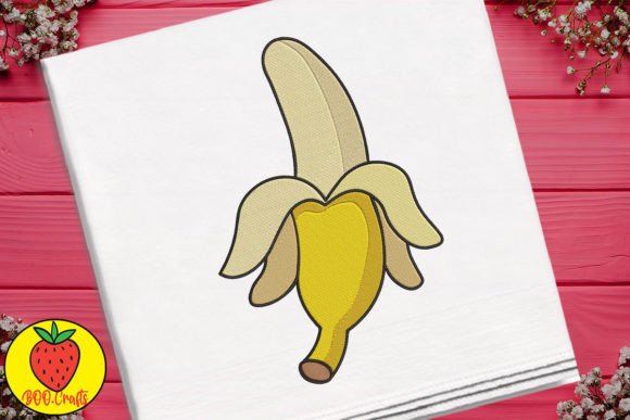 Cute Yellow Banana Embroidery