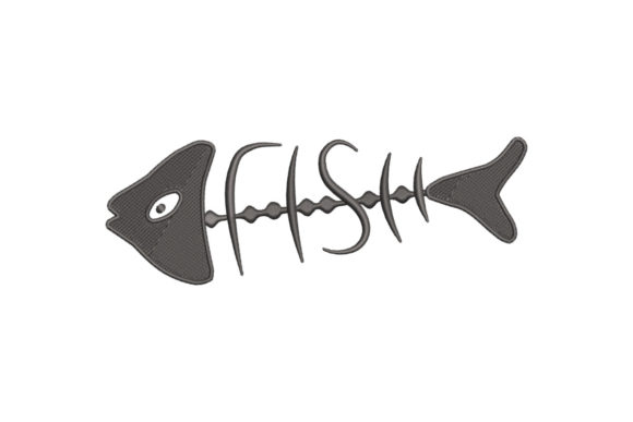 Word Fish Fishbone Embroidery Design
